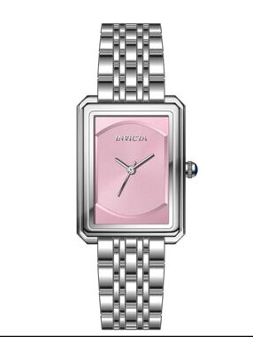 Invicta Women's Stainless Steel Rectangle Watch with Pink Dial